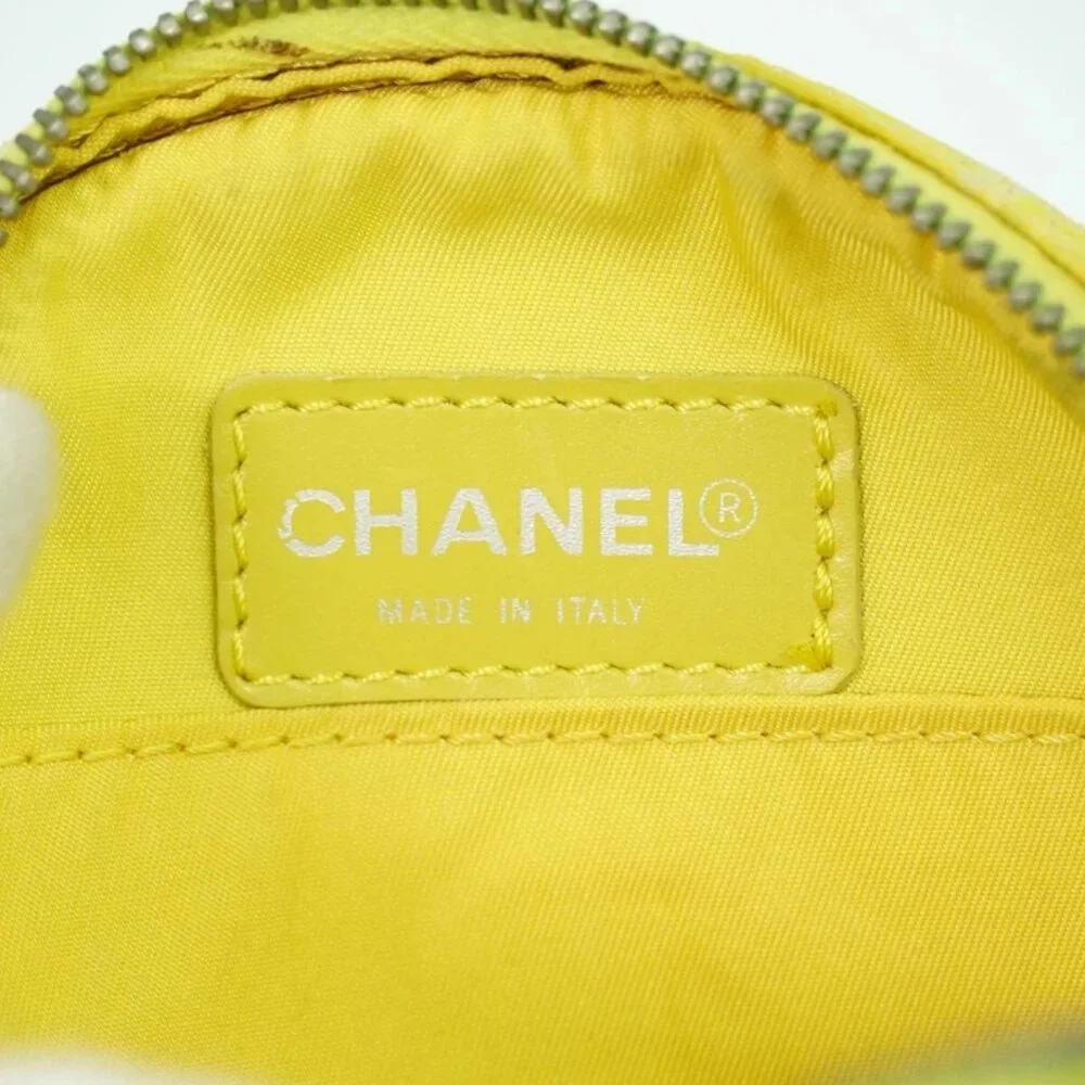 CHANEL New-Travel Canvas Round Mini Pouch Yellow